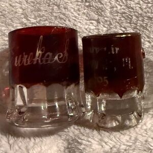 Vintage Red and Clear Glass Shot Glasses